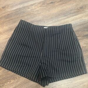 Maeve High Waist Black and White Pinstripe Shorts